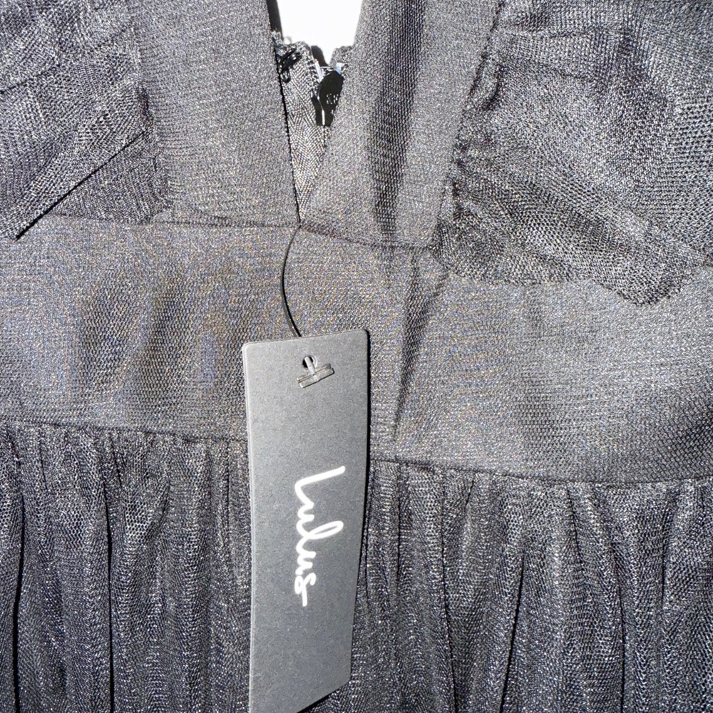 NWT Lulu's Black Maxi Dress with Ruffle Sleeves - Picture 8 of 9